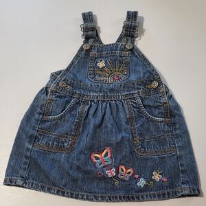 Baby Girl Oshgosh Bgosh Jean Overall Dress (Size 12 Months)